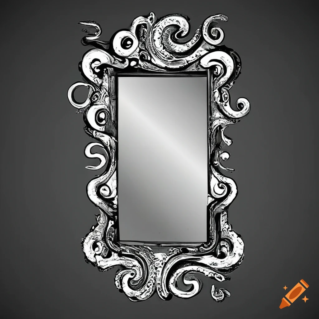 Antique mirror with octopus tentacles around its frame