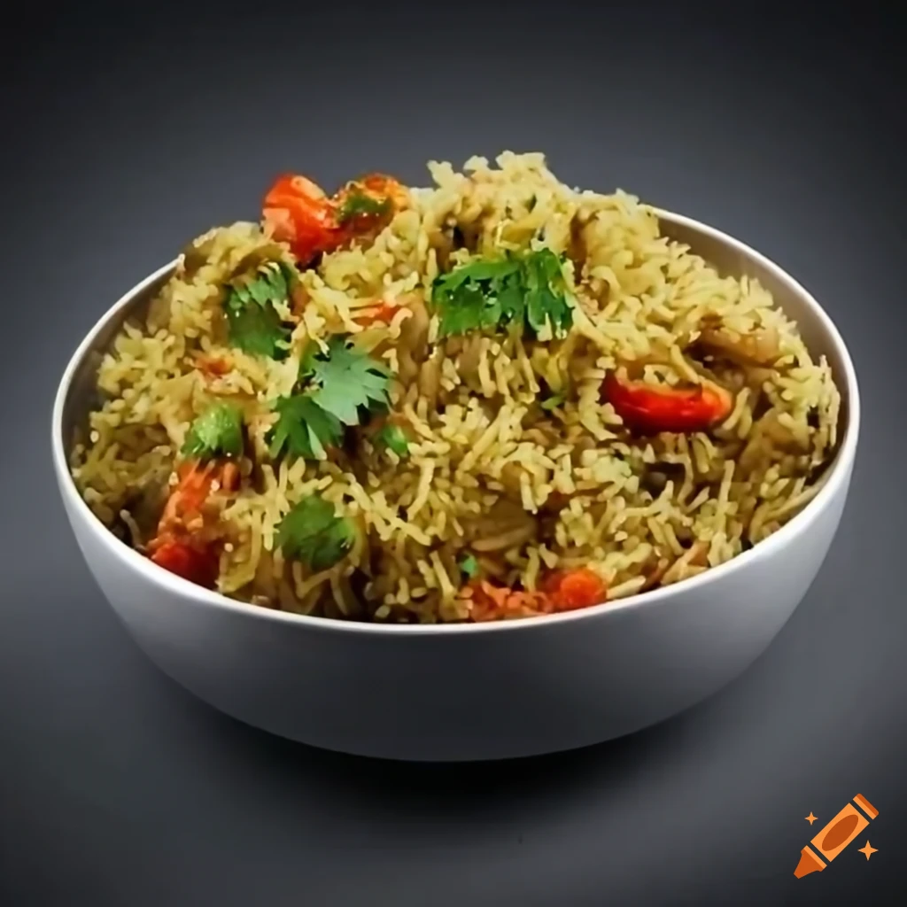 Indian style bowl with veg Pulao and coriander topping