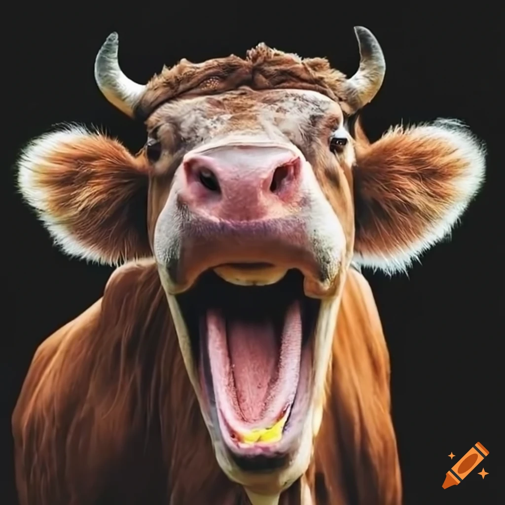 Closeup of a smiling cow face