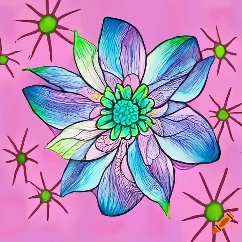 Children's coloring page with flowers