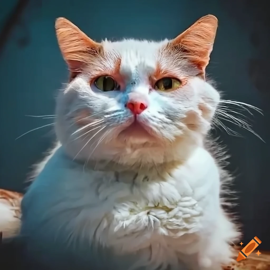White cat sunbathing in front of a charming village house with an elderly woman looking on