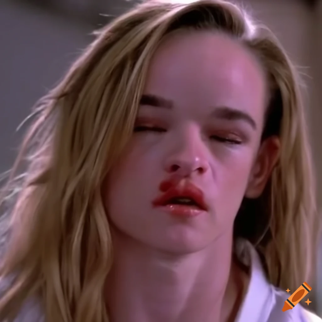 Expressive closeup of bruised and bloodied martial artist with closed eyes