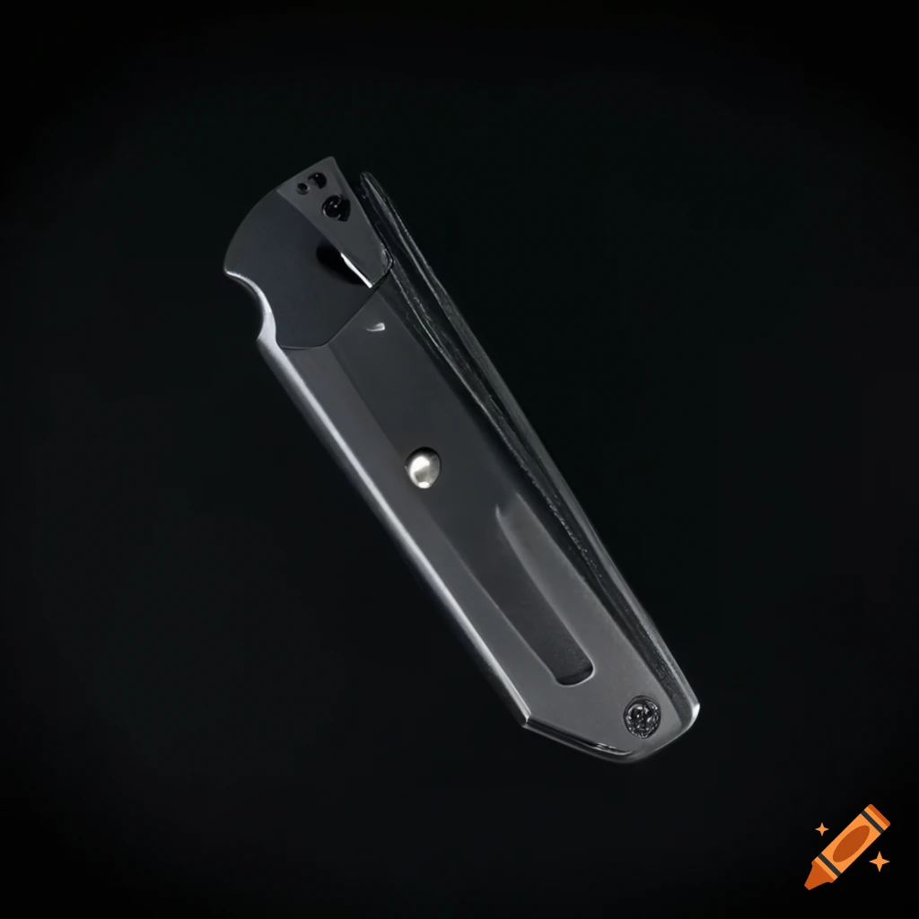 Spyderco jackknife scalpel on dark glass steel table with futuristic Japan style