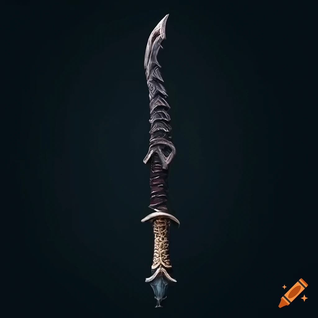 Detailed full-length tentacle sword with living tentacles wrapped around the edge