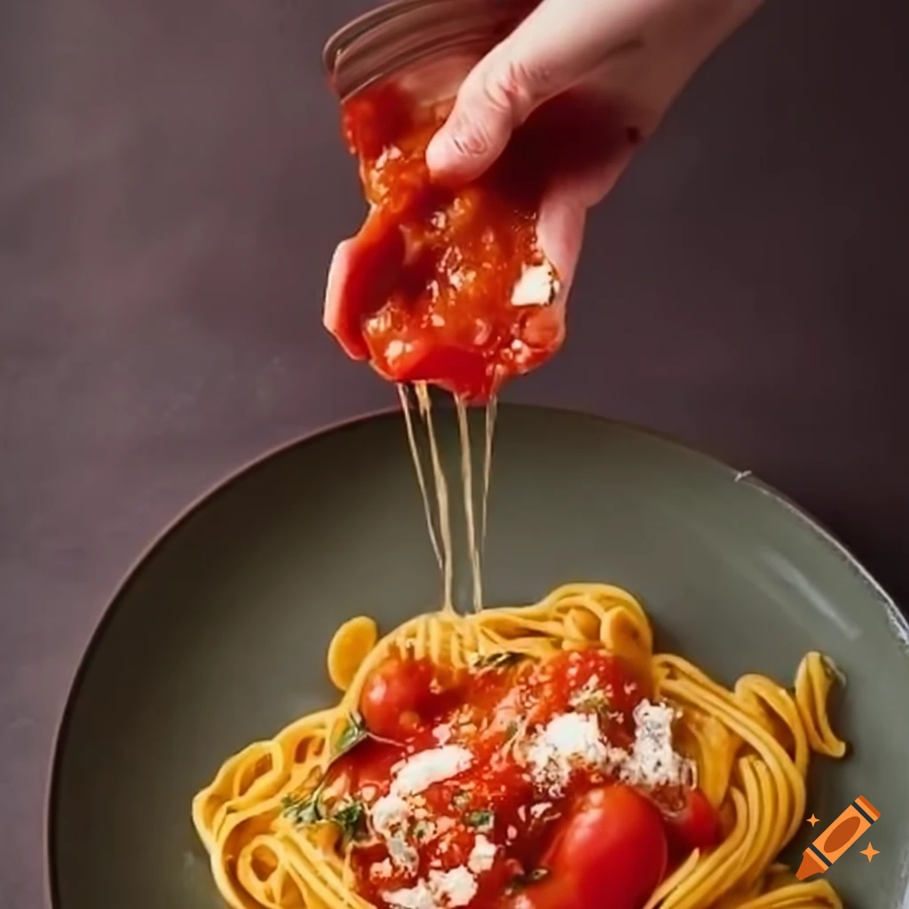 Ripe tomatoes being crushed for pasta sauce
