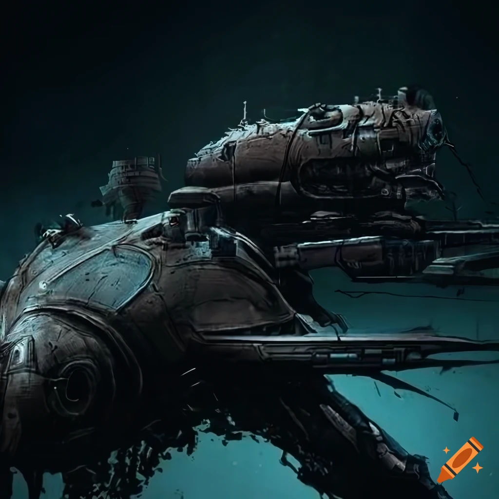 Surrealist aliens inside an asymmetrical organic spaceship with strange machines and light boards