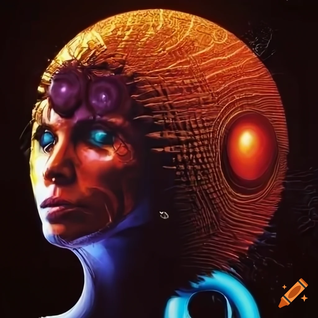Organic machine art in 70s sci-fi style by Akira Toryiama