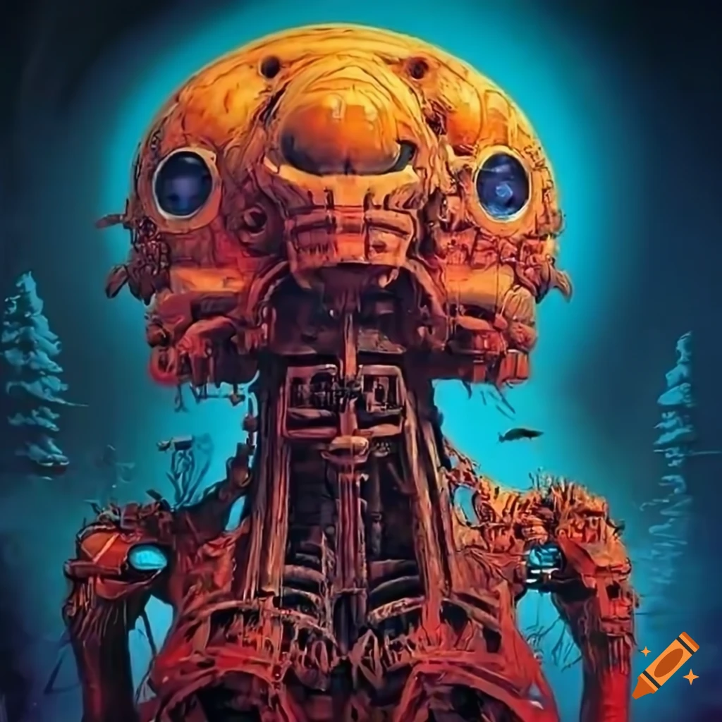 70s sci-fi organic machine art by Akira Toryiama