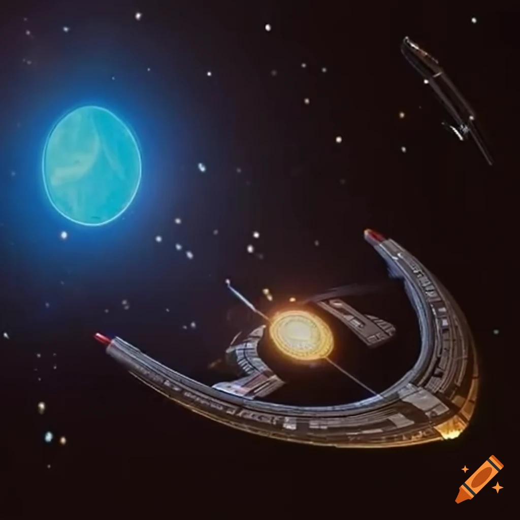 Crescent-shaped Starfleet Starship using a stable wormhole powered by Golden Teachers mushrooms