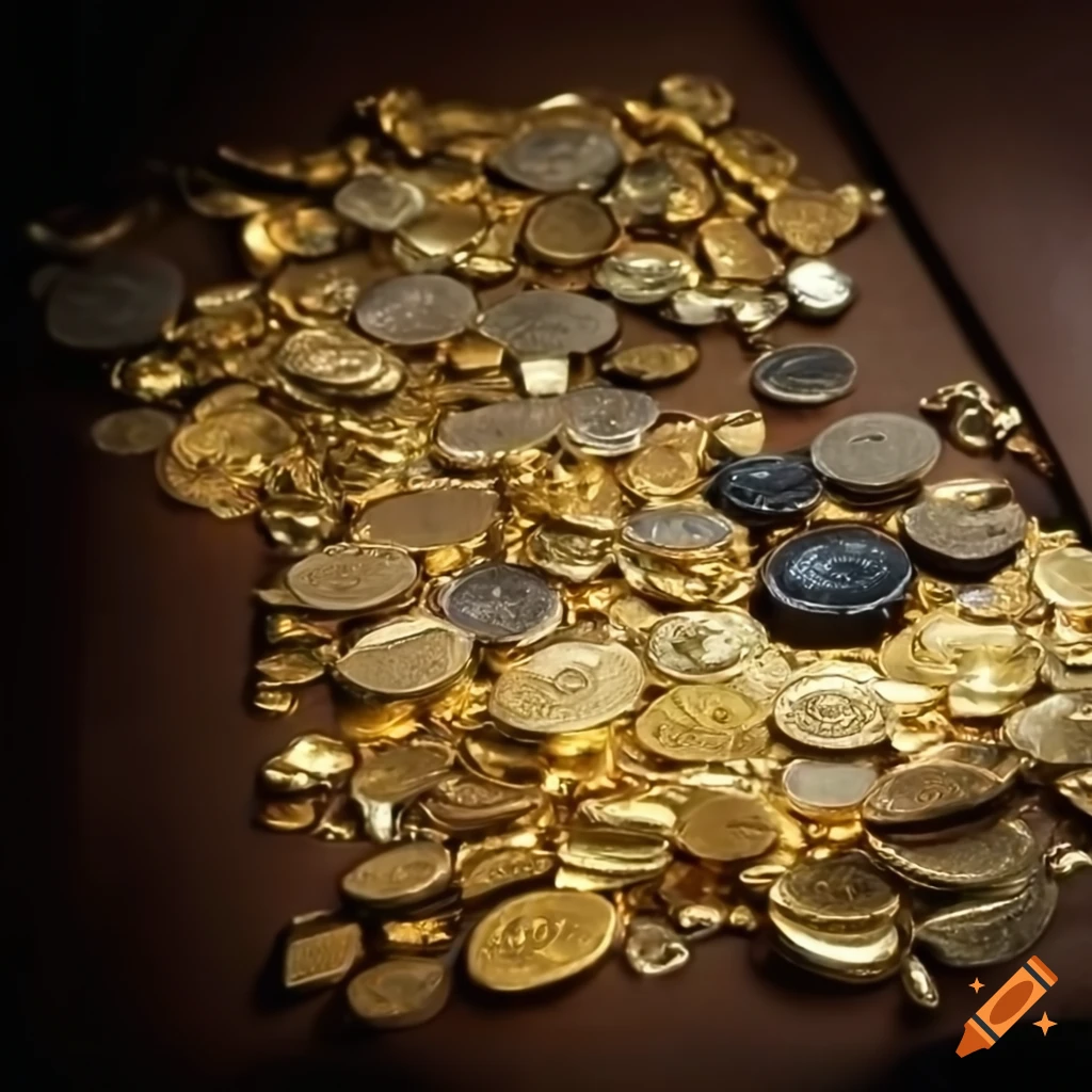 Stack of gold and silver coins and bars