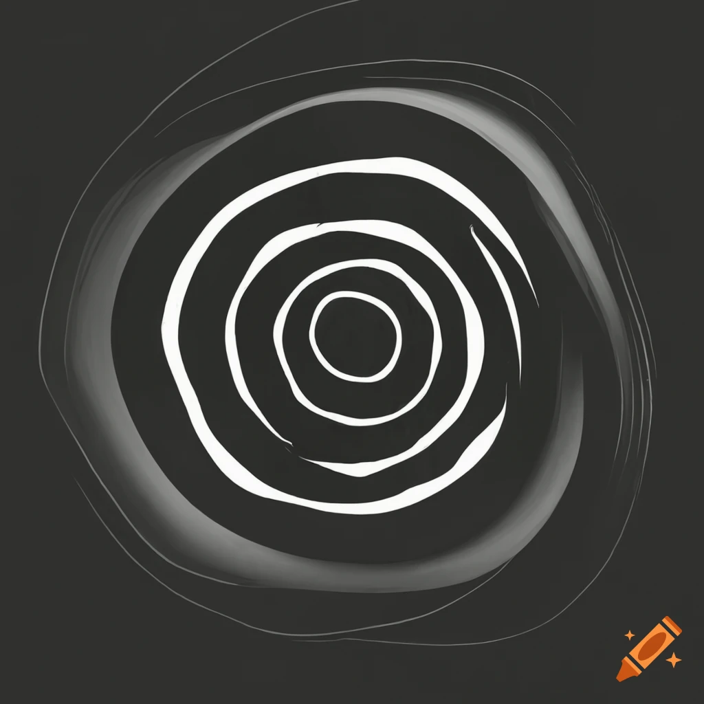 Stylized black and white abstract symbol representing truth seeker in a hellscape