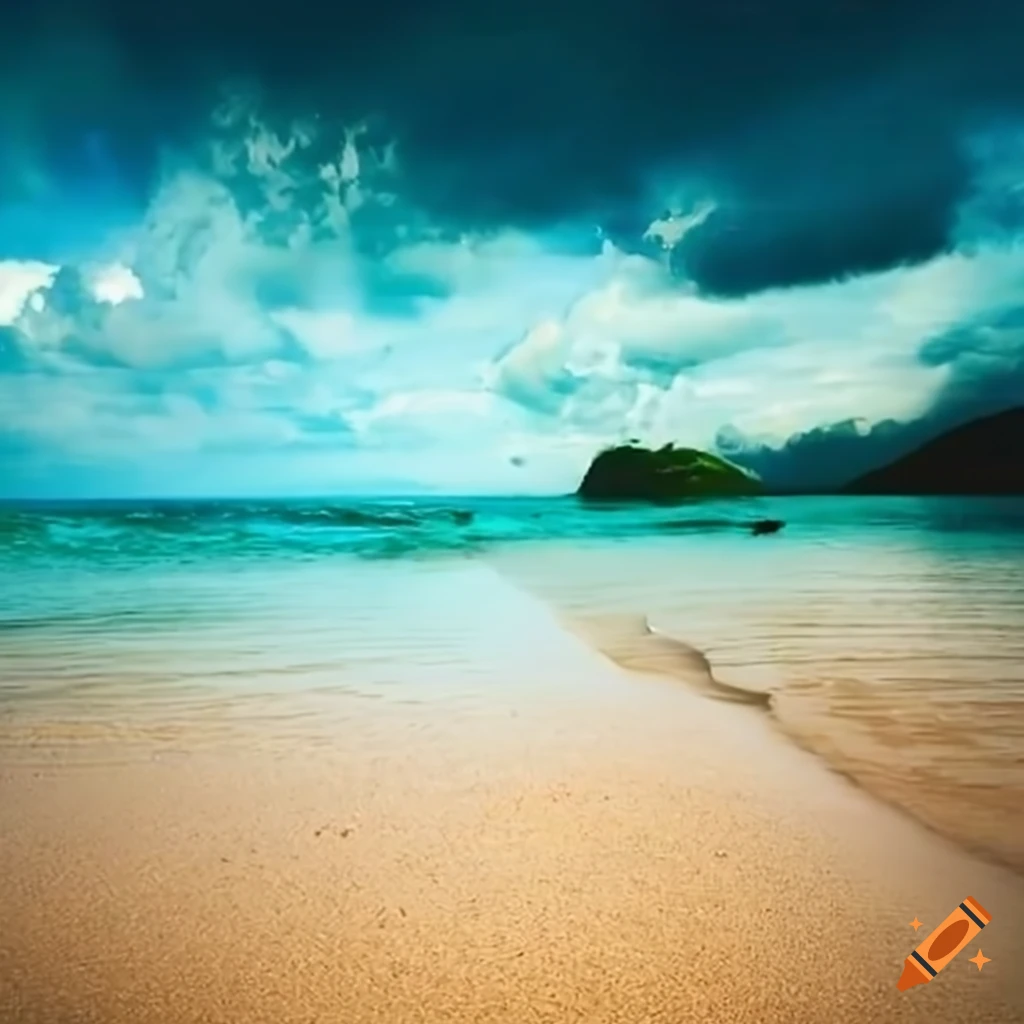 Sandy beach during a tropical storm
