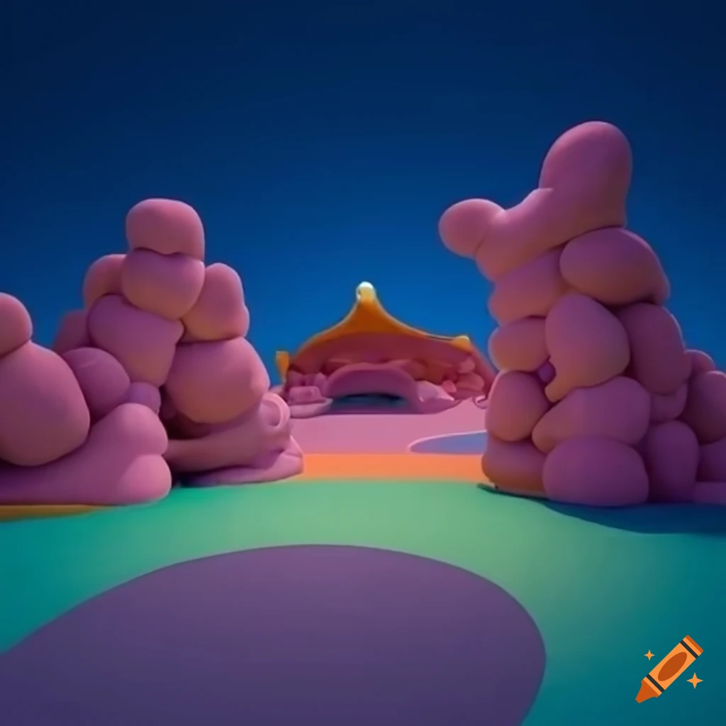 Playful and colorful playground with surreal structures
