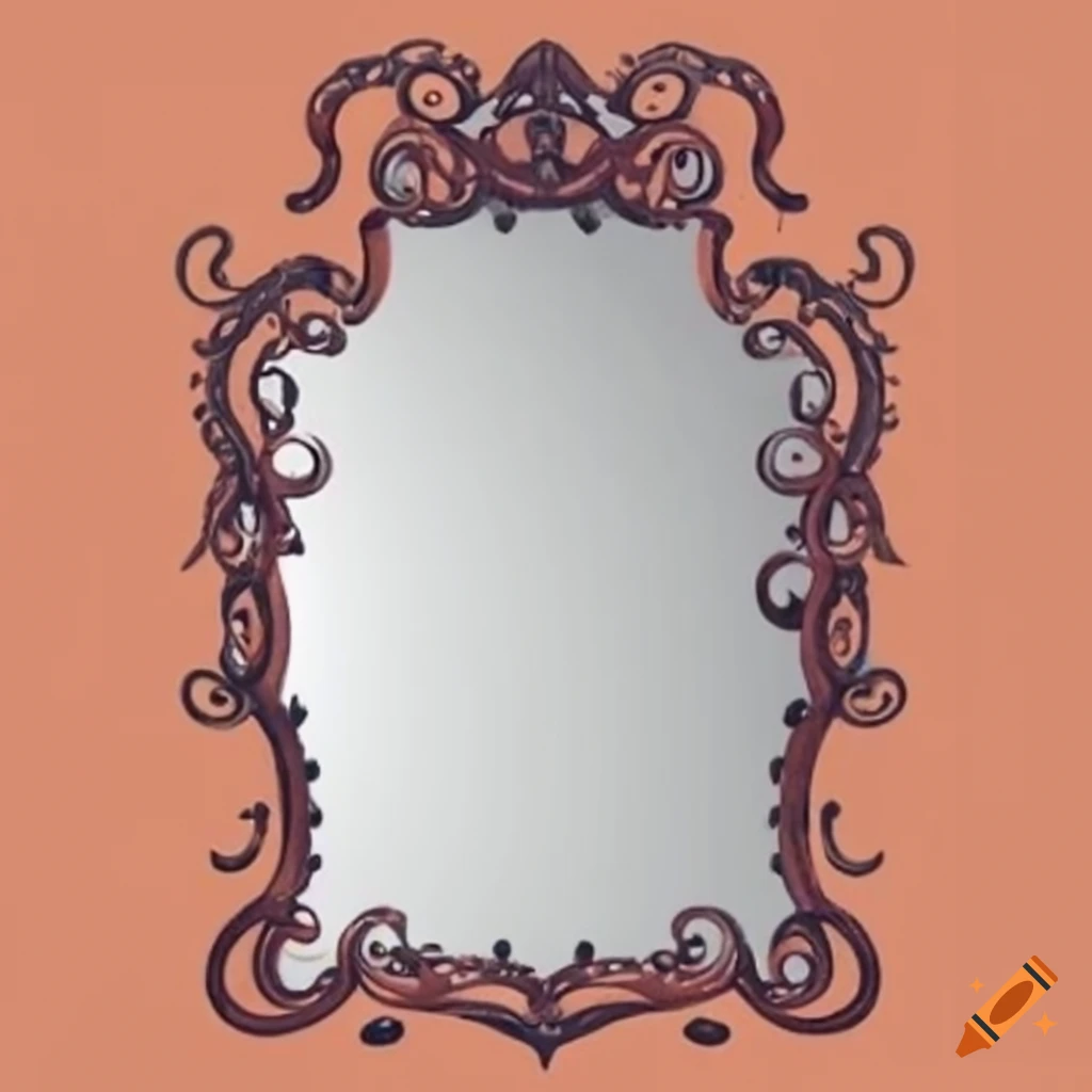 Antique mirror with octopus tentacles around the frame