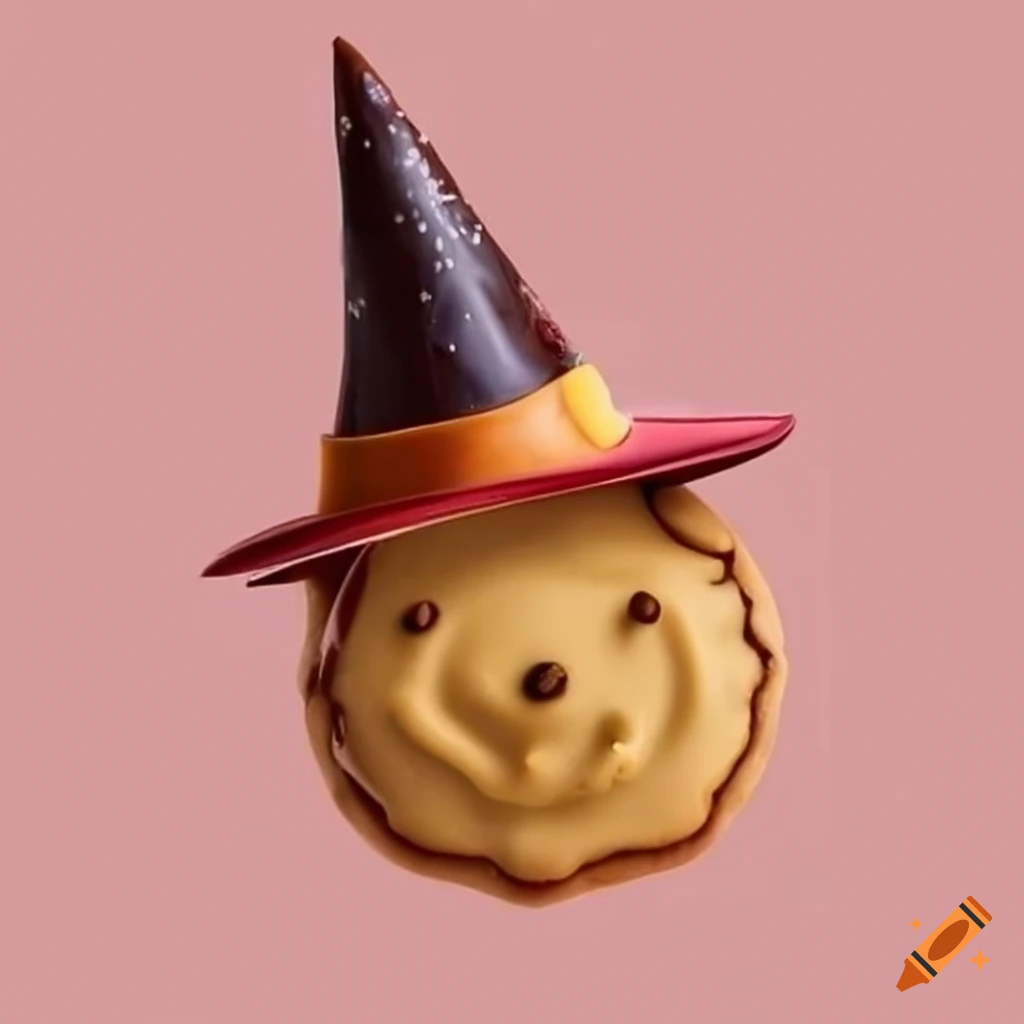 Delicious cookie with a whimsical witch's hat decoration