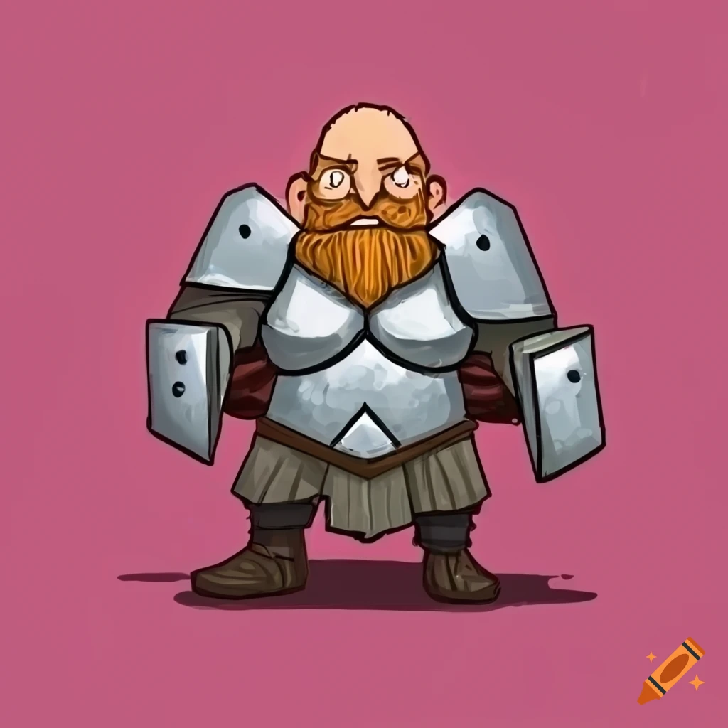 Male dwarf paladin in Bob's Burgers art style