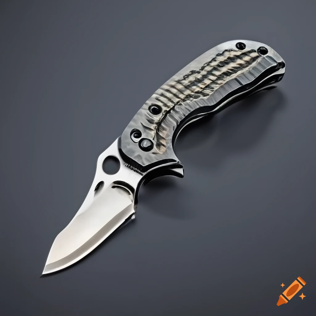 Spyderco jackknife scalpel on dark glass steel table with futuristic Japan style