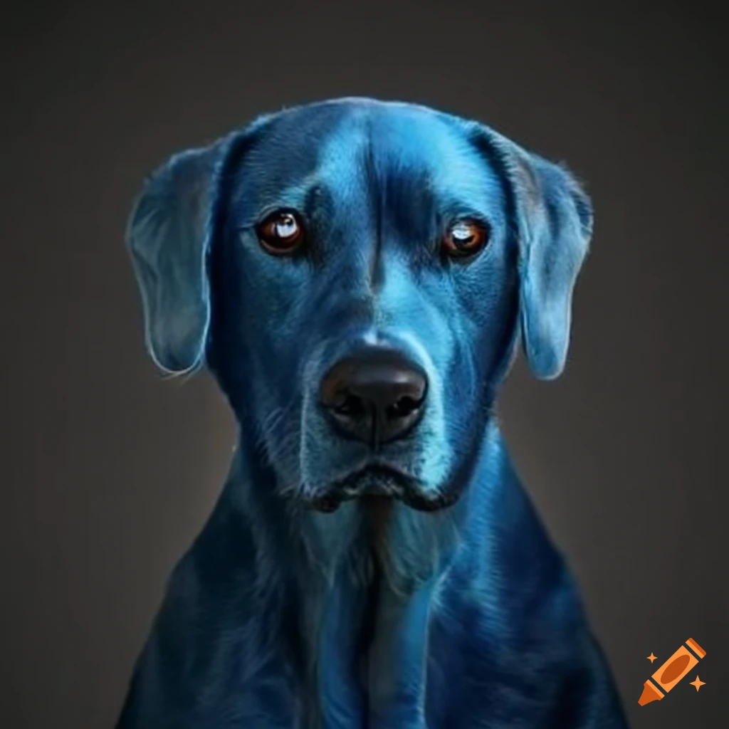 Blue dog with a fierce expression