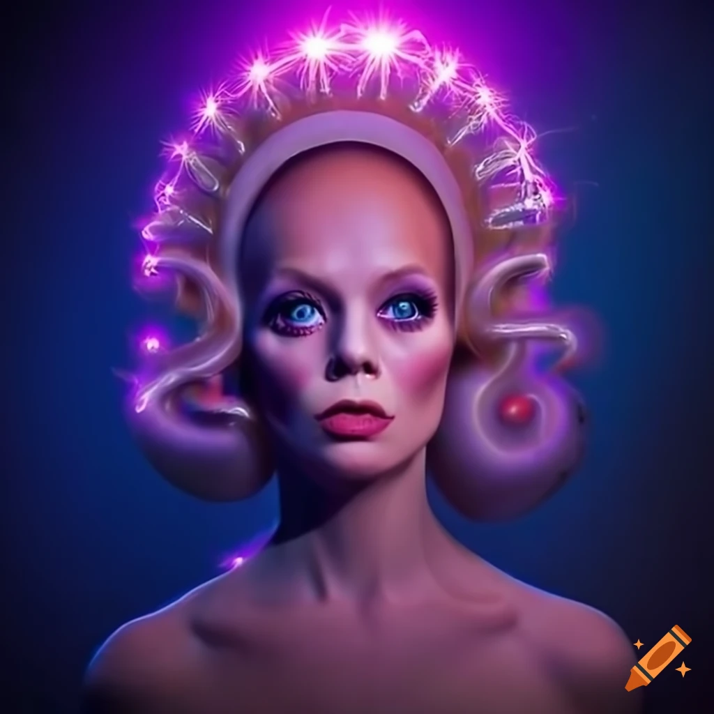 Surrealist aliens inside an asymetric organic spaceship with vintage 1960s Christmas show featuring The Fabulettes band