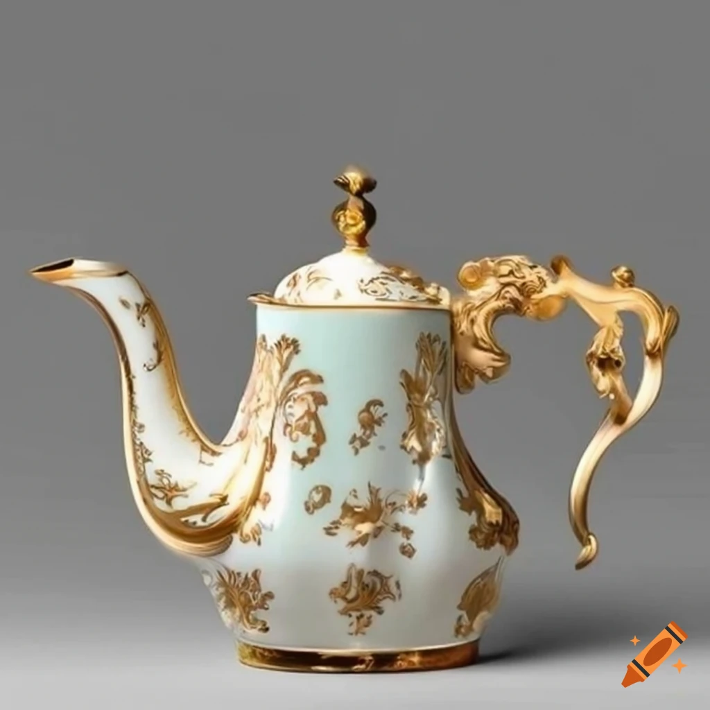 Rococo-inspired electric kettle design with gracefull curves and elegant cabriole-style feet