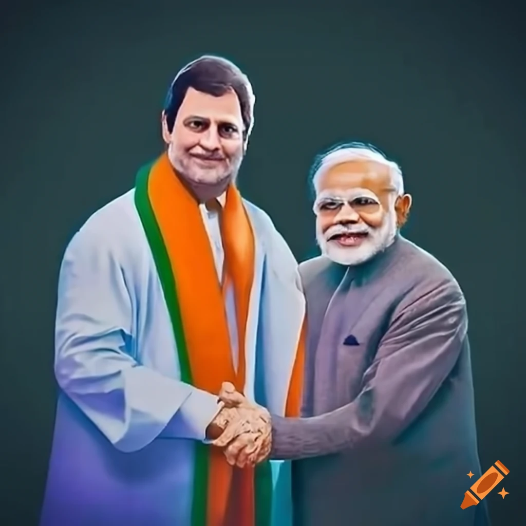 Rahul Gandhi and Narendra Modi shaking hands