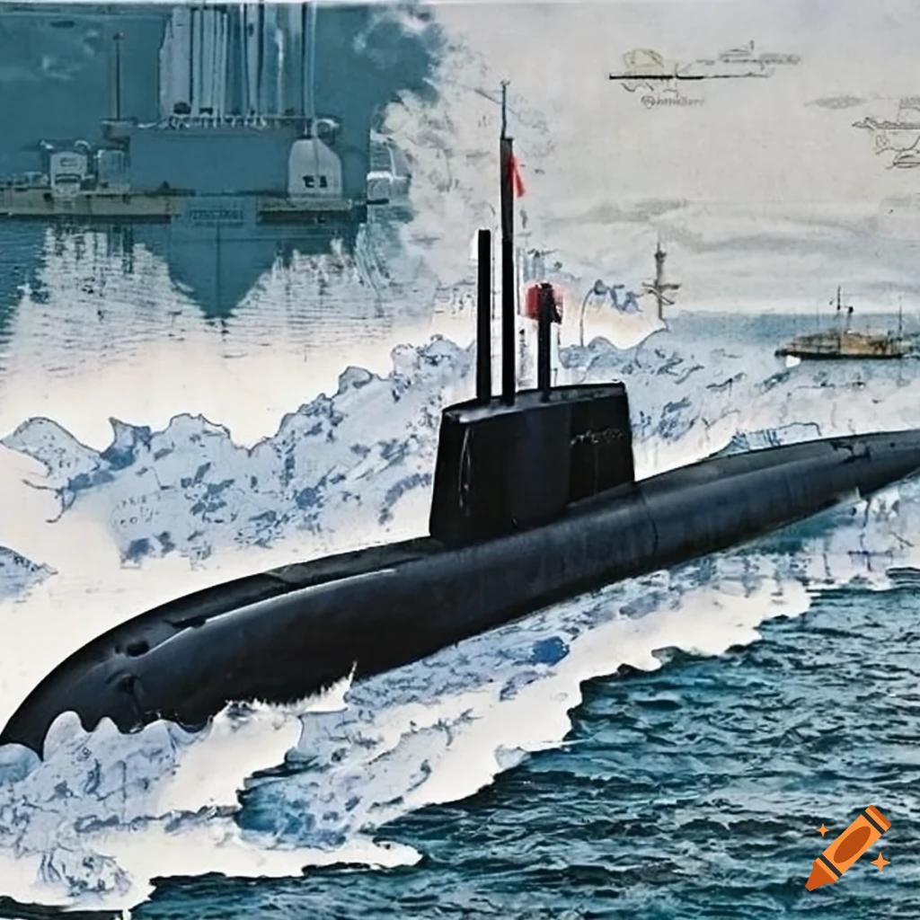 Diesel submarine patrolling in box pattern on a chart