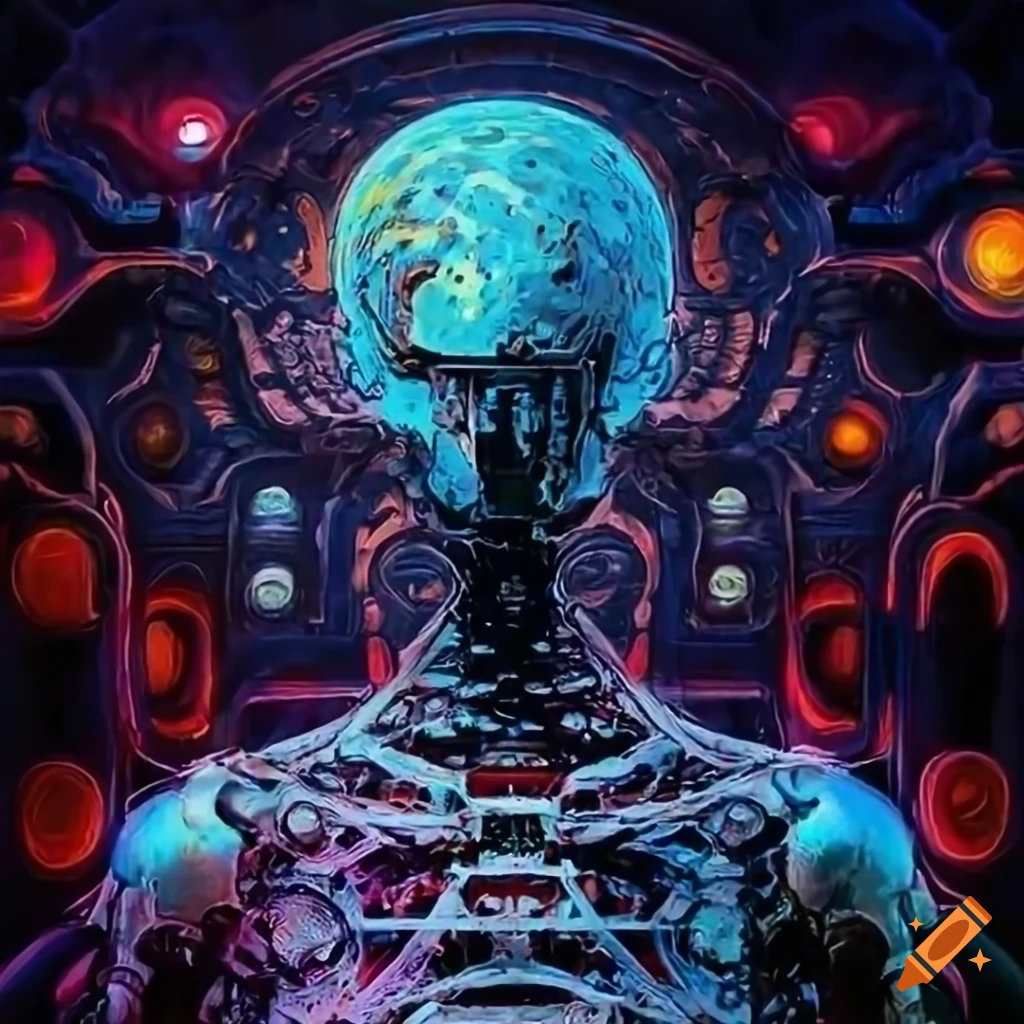Organic machine art with a 70s sci-fi feel by Akira Toryiama on Craiyon