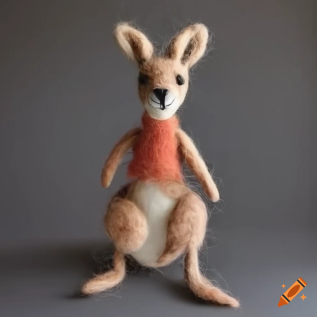 Felted wool dream kangaroo in outfit