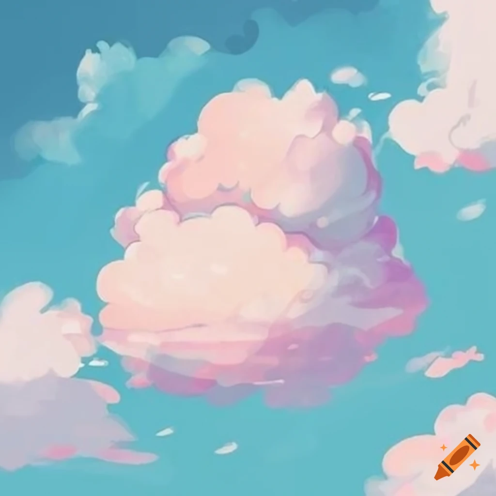 Bed on a cloud in Inky style sketch