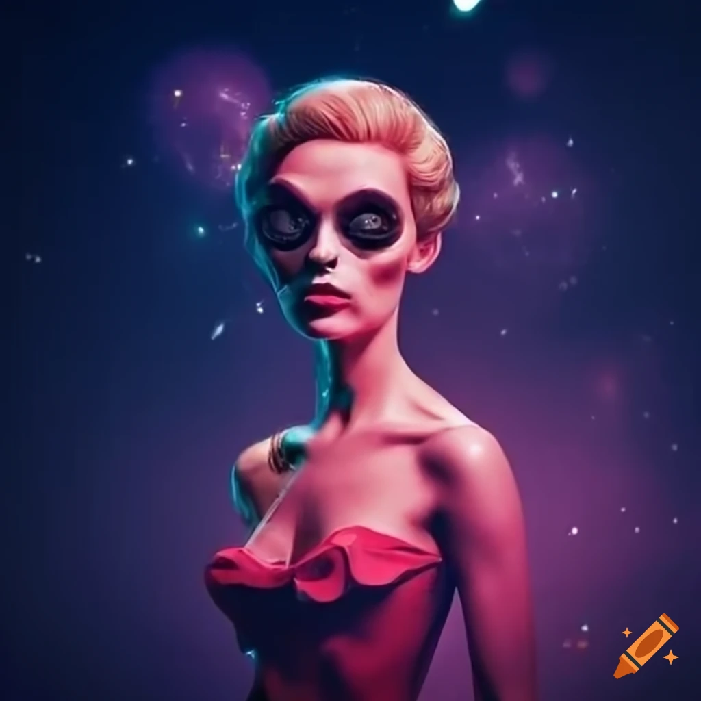 Surrealist aliens inside an organic spaceship with strange machines and vintage 1960's Christmas show featuring The Fabulettes band