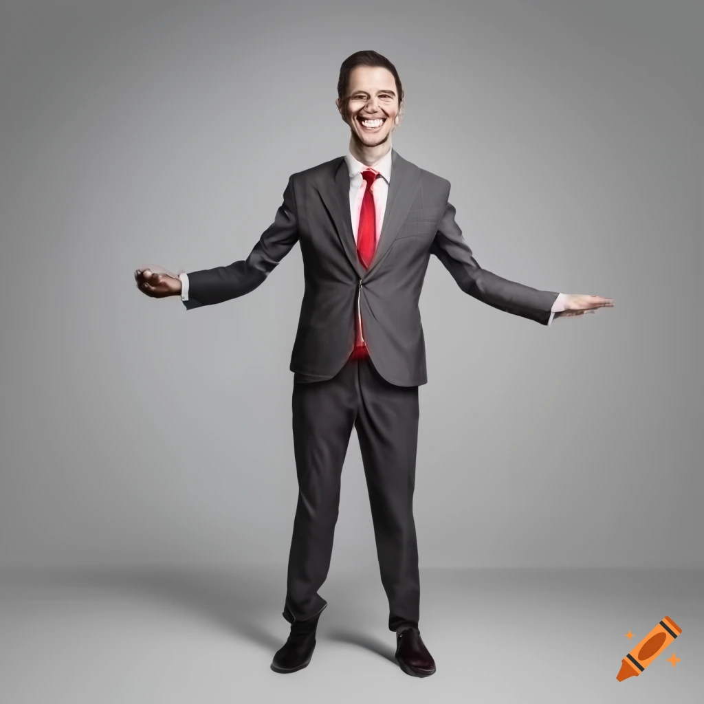 Happy businessman standing with open arms and smiling