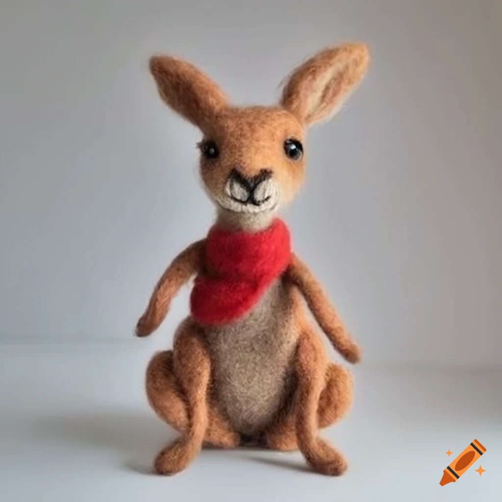 Felted wool dream kangaroo in outfit