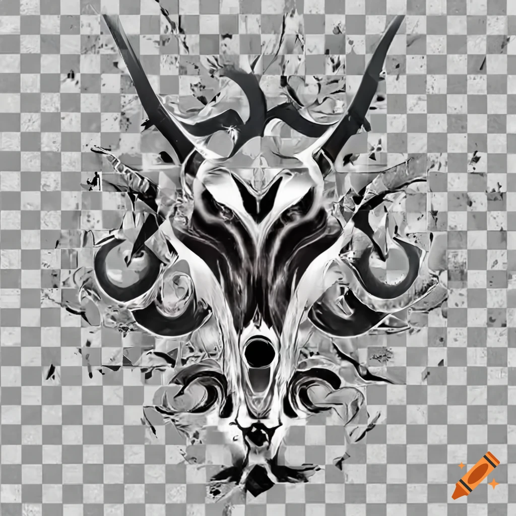 Graphic elements with silver chrome aesthetics in tribal style