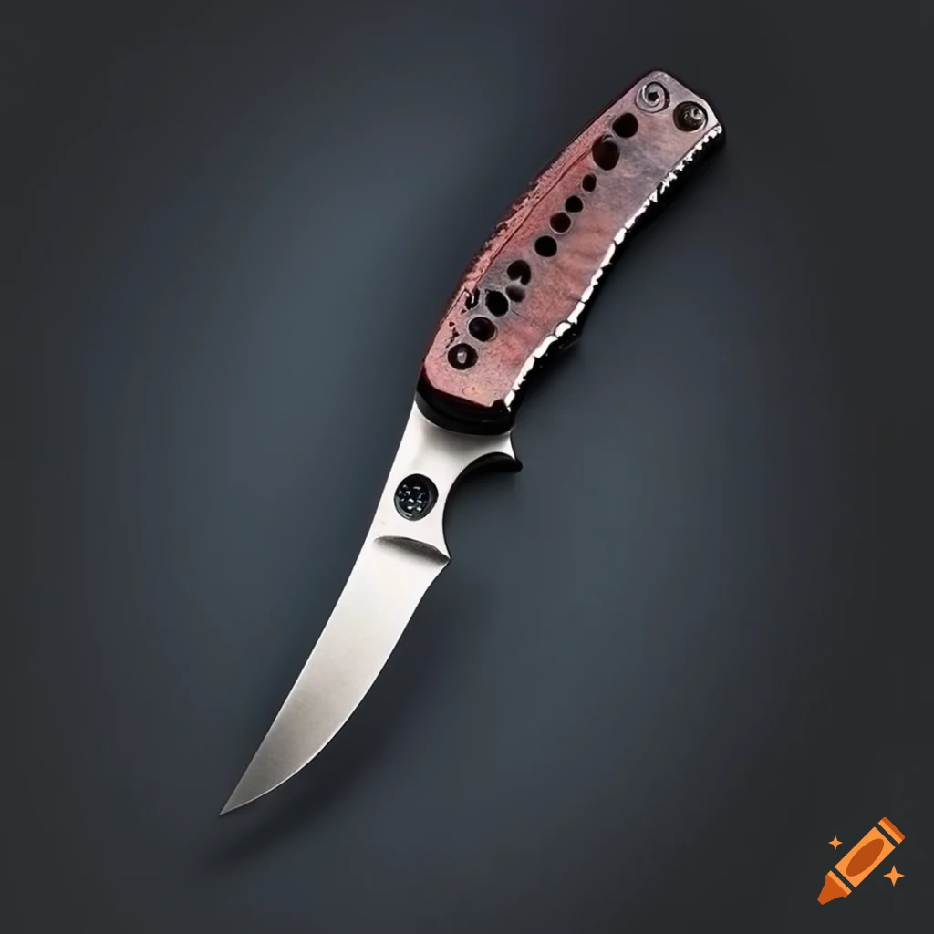 Spyderco jackknife scalpel on glass steel table in futuristic Japan style