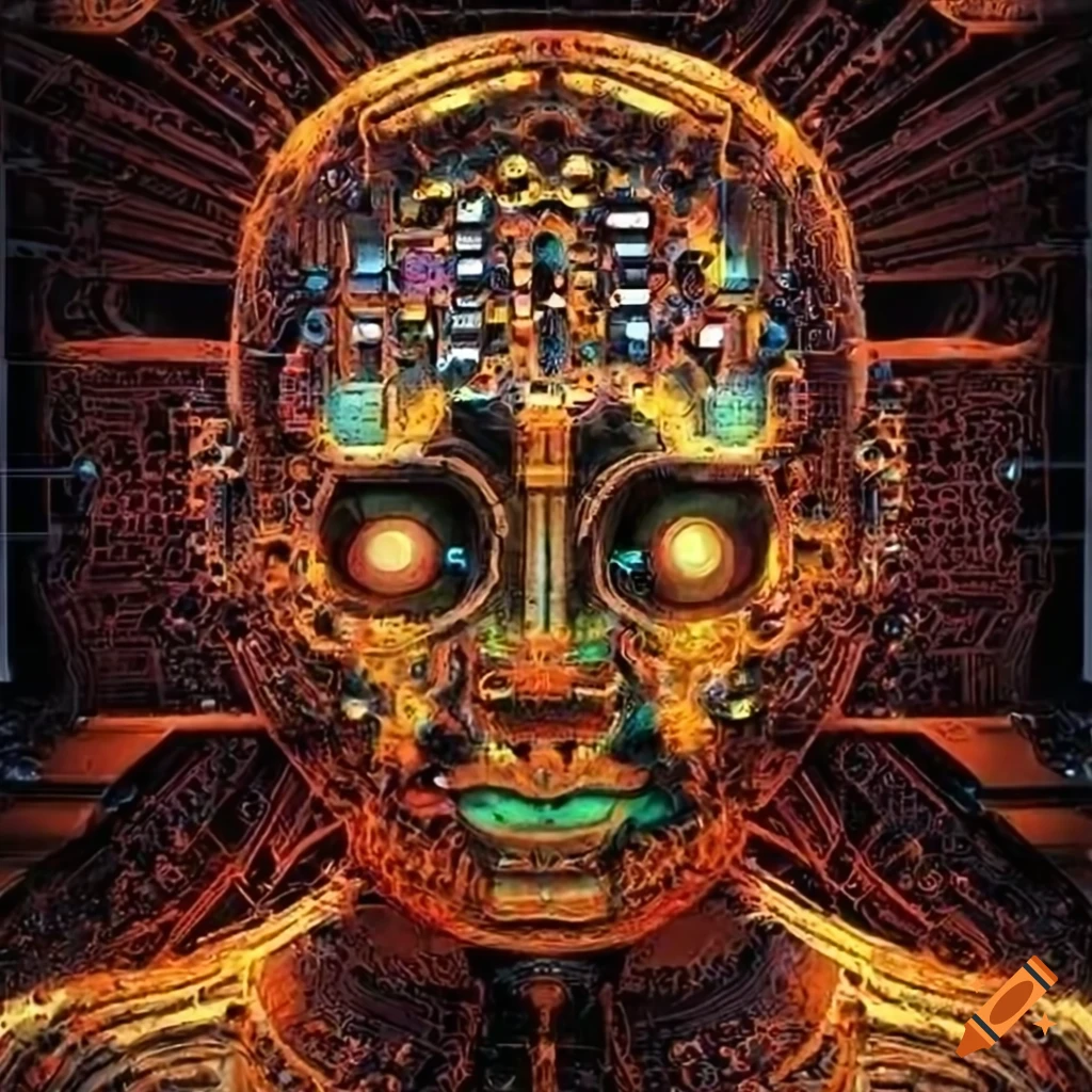 70s sci fi inspired organic machine art by akira toryiama with brain