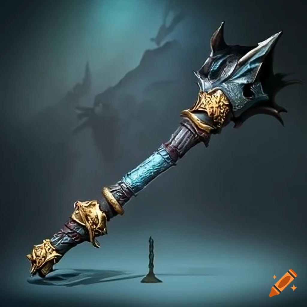 Mythic magic mithril flange mace weapon