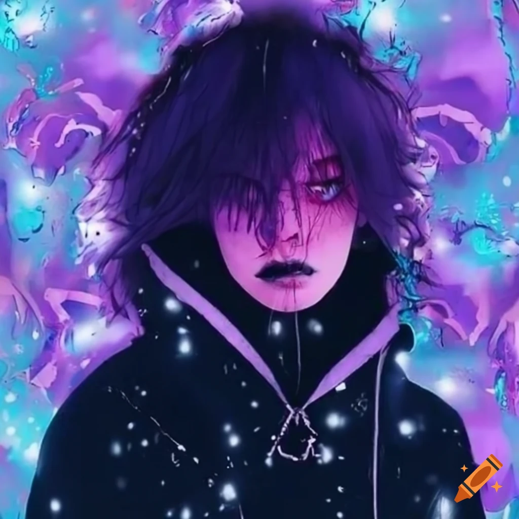 Non-binary individual with a snowy aesthetic