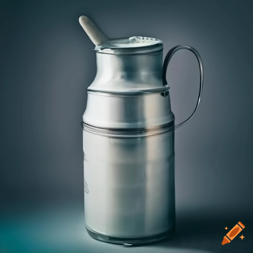 Top view of a milk churn full of milk