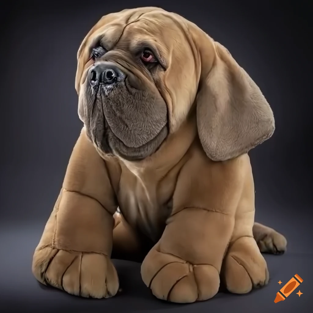Photorealistic mastiff plushie