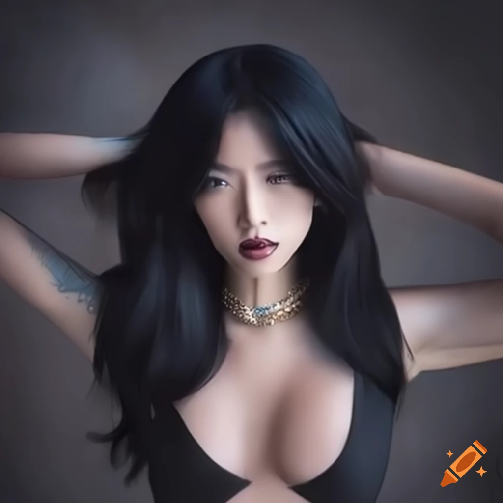 Imagining Nico Robin with a bronzed complexion and striking black hair