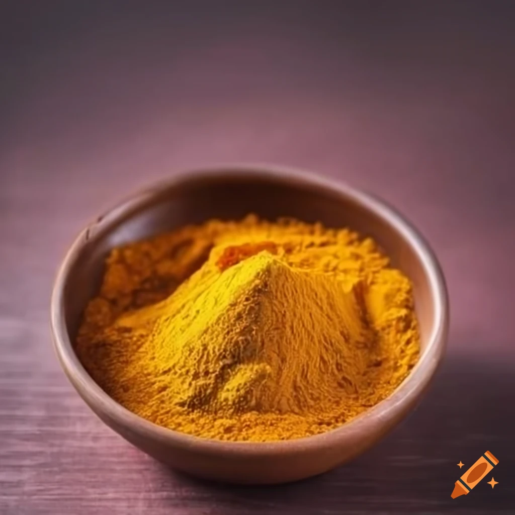 Turmeric powder and roots in a natural setting with black pepper seeds