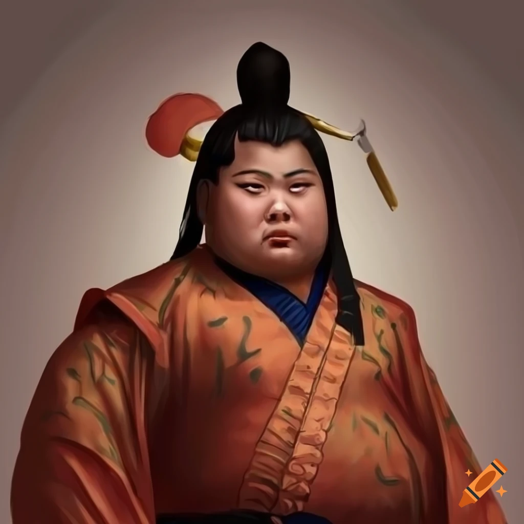Young Asian man in Chinese robes holding a Naginata in DND art style