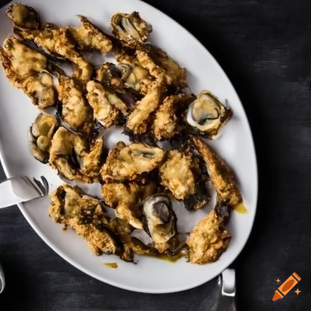 Fried oysters overflowing on a plate