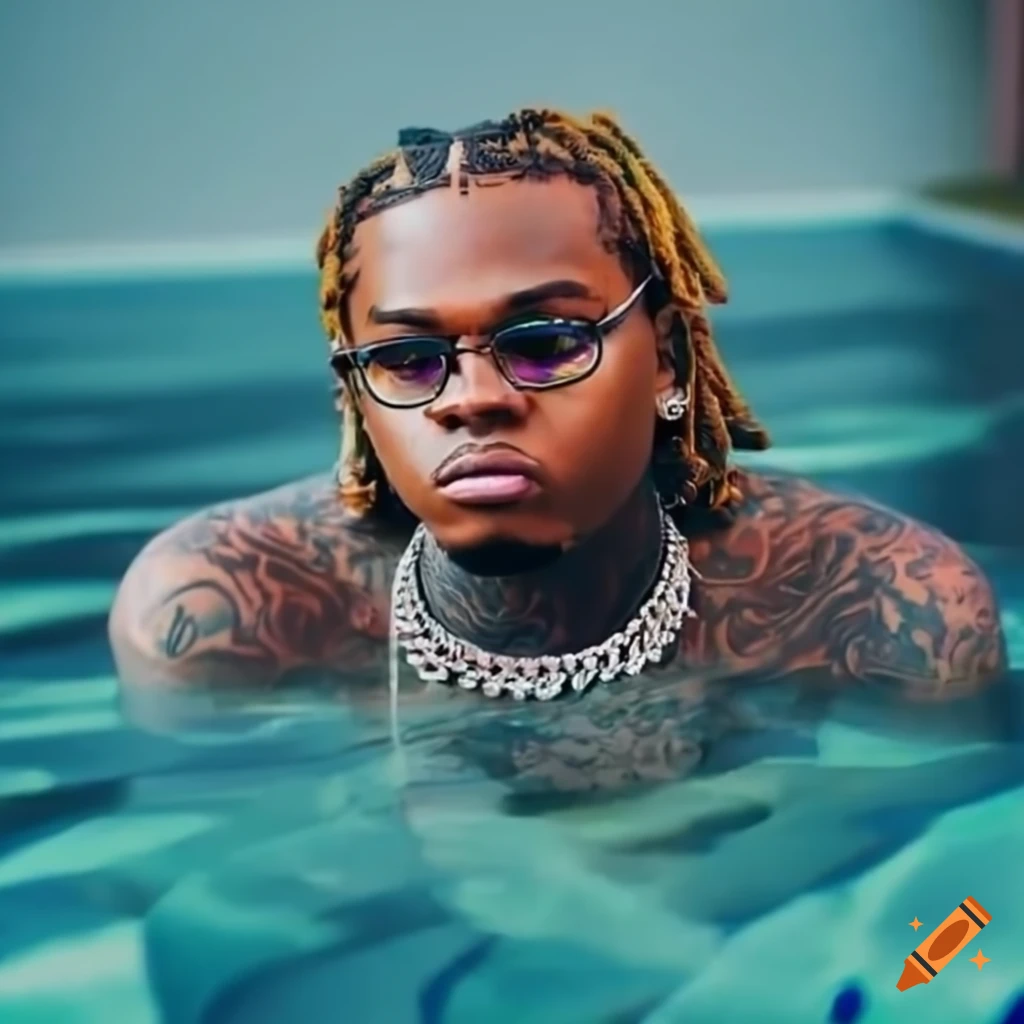 Rapper Gunna relaxing by a pool