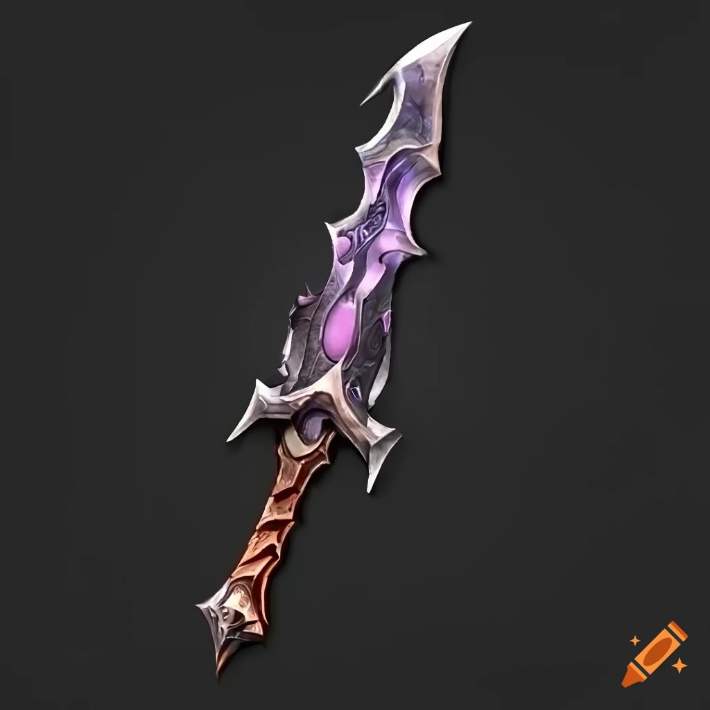 Mythic straight elite sword with vertical symmetry on black background