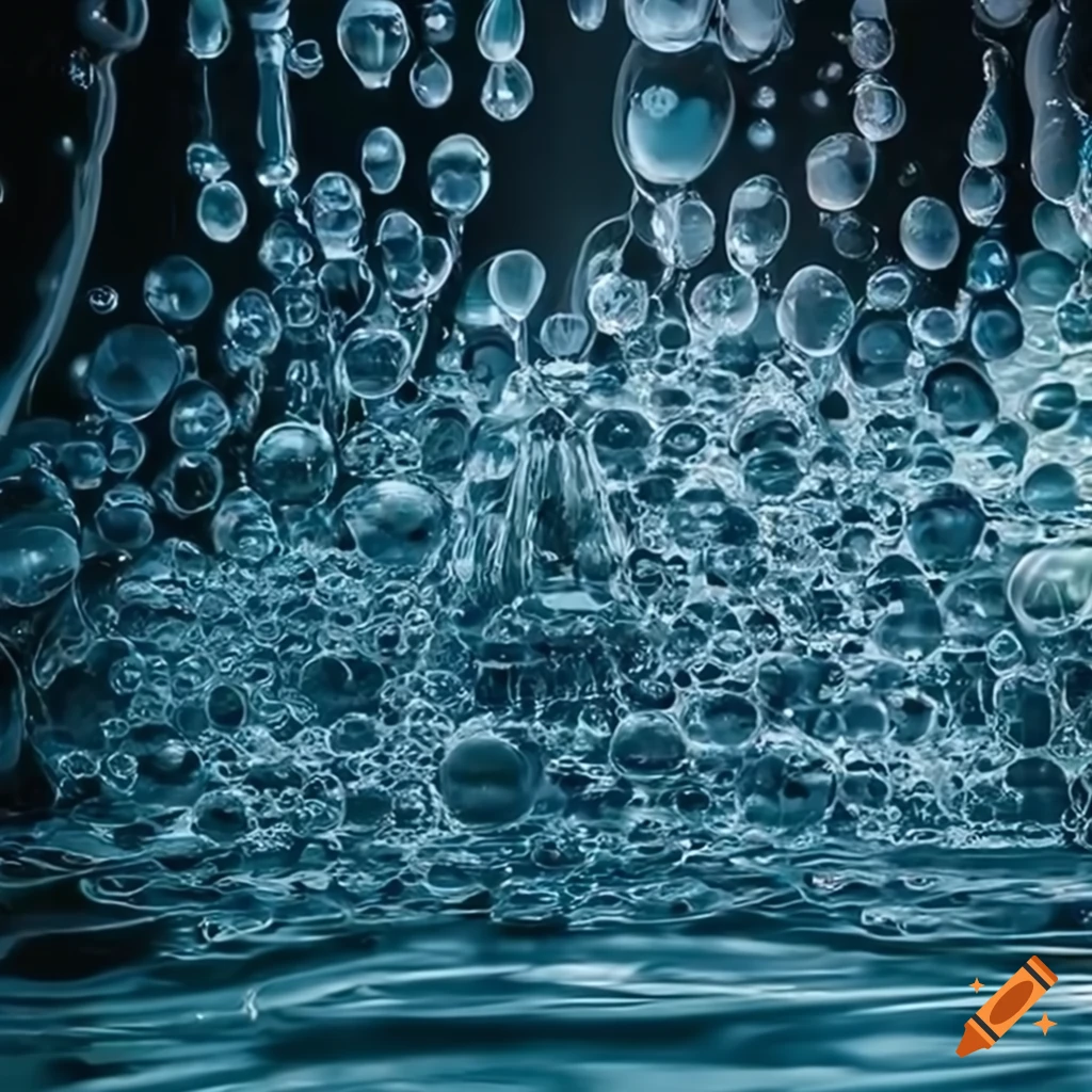 Cascading bubbles creating patterns in a crystal clear bath