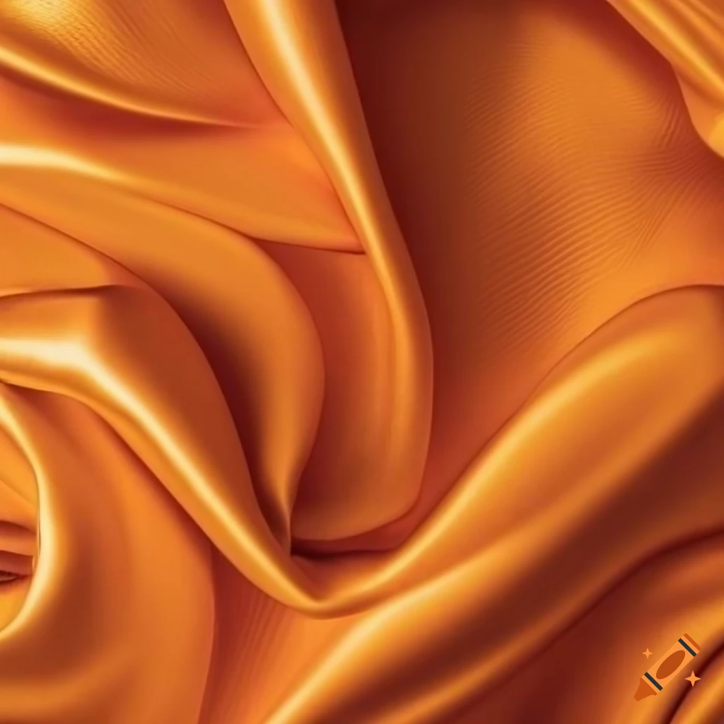Rich luxurious orange silk cloth with smooth texture and subtle folds