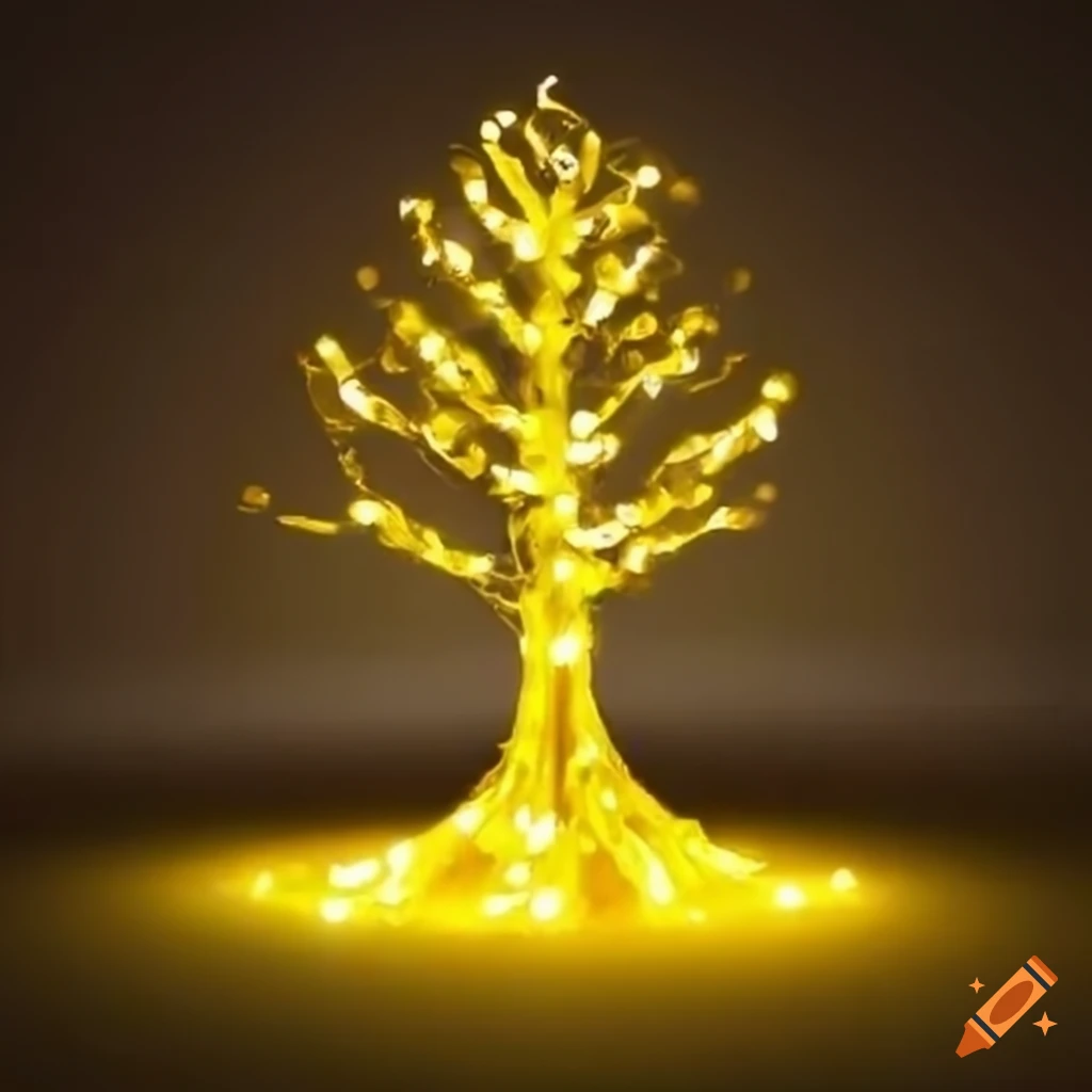 Tree made of yellow light with glowing orbs