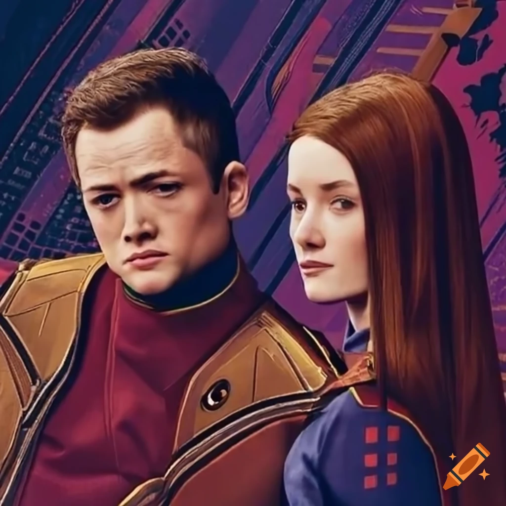 Taron Egerton and Young Sigrid in vibrant Star Trek movie poster art