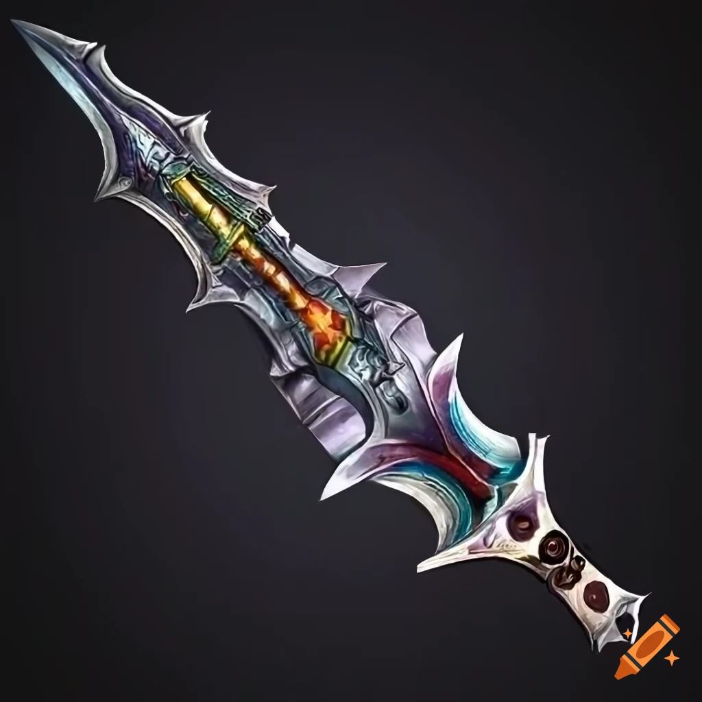 Mythic elite straight sword with vertical symmetry and geometric design
